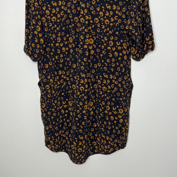 Whistles Lola Cheetah Print Shirt Dress Small Black Brown Animal Print Neutral - Picture 13 of 15
